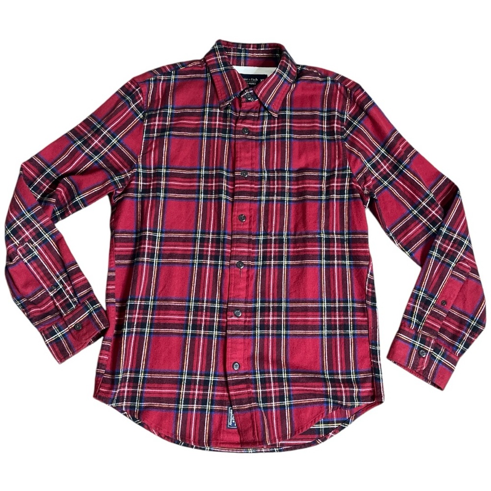 ABERCROMBIE & FITCH Red Plaid Flannel Button Down Shirt XS